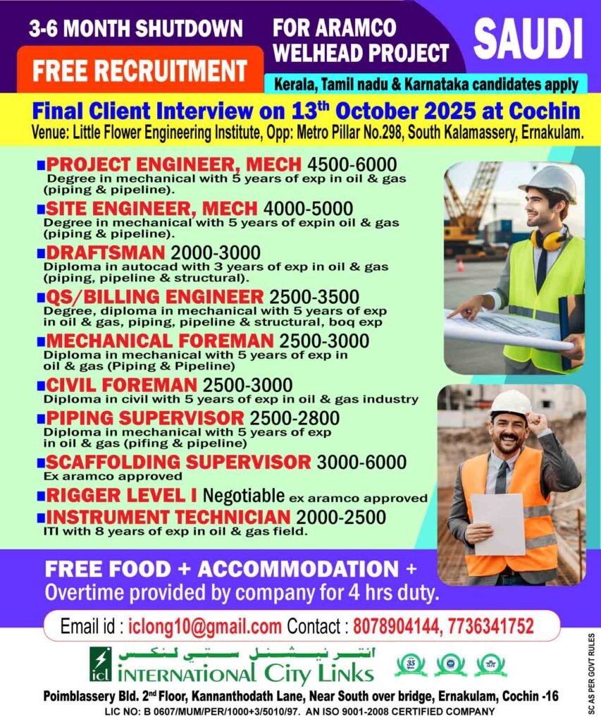 project engineer, mech, site engineer, mech, draftsman, qs/billing engineer, mechanical foreman, civil foreman, piping supervisor